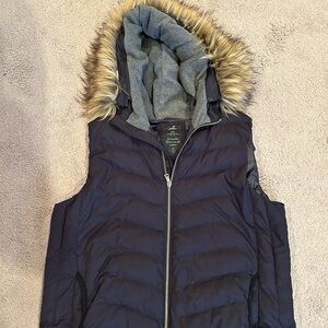 GAP Dark Blue Vest with Faux Fur Trim